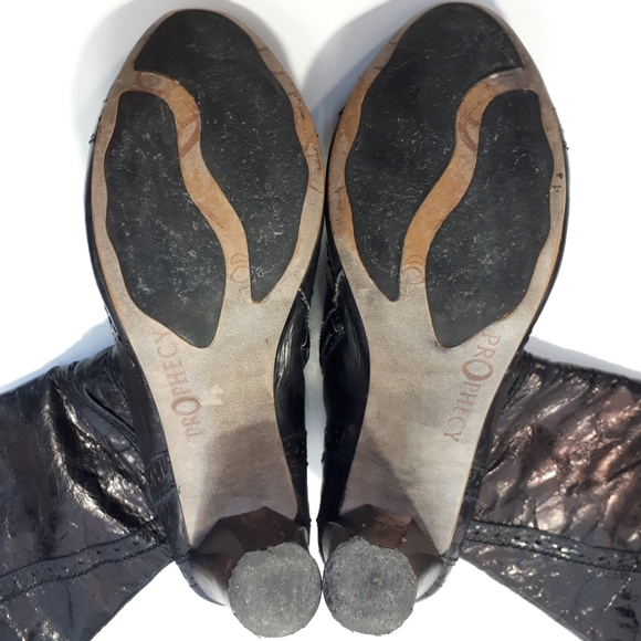 Prophecy Leather Tall Metallic Heeled Boots 40 - Picture 7 of 8